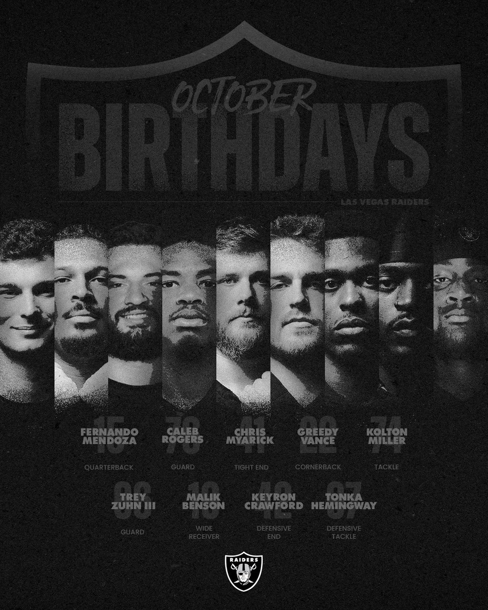 Raiders's tweet photo. October’s finest 🥳

#RaiderNation https://t.co/Vxgw6Lp10X