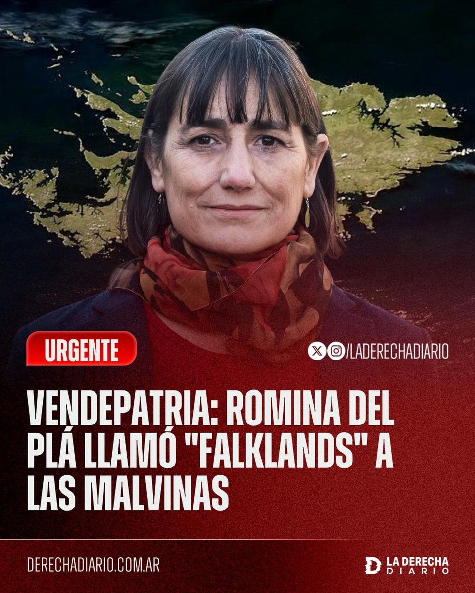laderechadiario's tweet photo. 🚨🇦🇷🇬🇧 | VENDEPATRIA: LA COMUNISTA ROMINA DEL PLÁ LLAMÓ "FALKLANDS" A LAS MALVINAS

La miserable diputada de extrema izquierda utilizó la denominación británica para referirse a las Islas Malvinas mientras se oponía justamente a la Ley de Defensa de la Soberanía Nacional impulsada por el Gobierno de Milei.

"¿Van a pedir sanciones para Galperin, que tiene acciones de empresas que administran los negocios de las Falklands?"

Además, su acusación contra Galperin es falsa: se basa en que fondos que tienen acciones en Navitas Petroleum también poseen participaciones minoritarias en Mercado Libre, una de las 70 empresas más grandes del mundo, cuyas acciones se pueden comprar desde todo el mundo. No existe ningún vínculo societario ni operativo entre Galperin y las empresas que operan en Malvinas, ni Mercado Libre tiene actividad en las islas.