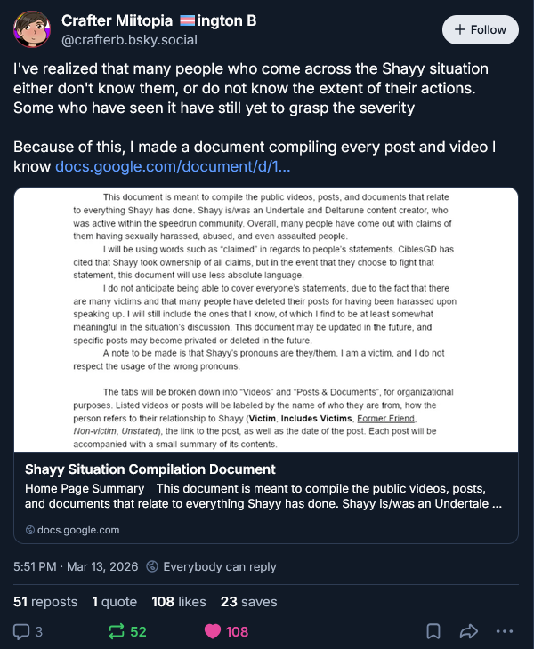 WooffleDee's tweet photo. btw since this stuff was almost a year ago if anyone needs a refresher on what actually happened and the scope of the incident itself heres a compilation doc someone made over on bluesky that consolidates everything into one place (link in replies) https://t.co/4tuhTnekqJ