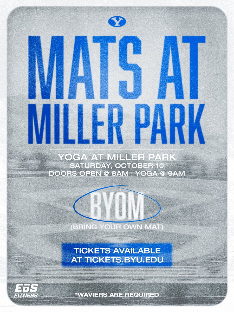 BYUCougars's tweet photo. YOGA AT MILLER PARK!

Reserve a ticket at https://t.co/pnYj17zkoB https://t.co/e7Q9qMhprT
