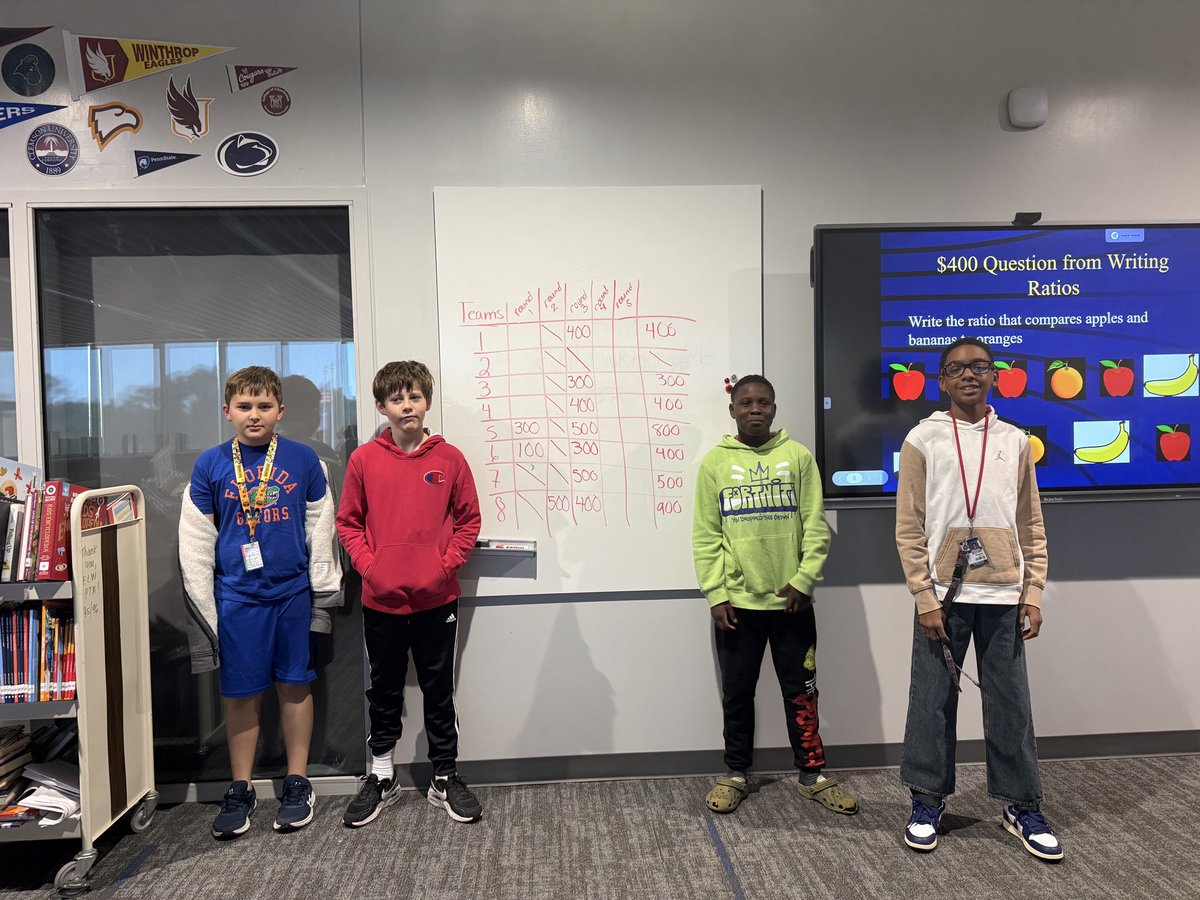 ELWMS's tweet photo. Our 6th grade mathematicians took their learning to the Media Center for a little Jeopardy-style review! Students worked together, challenged their thinking, and showed off what they know!🎯👏🏽

A special S/O to Mrs. McCord for capturing these moments!
 #TeamworkMakesTheDreamWork https://t.co/4cfyslwAvR