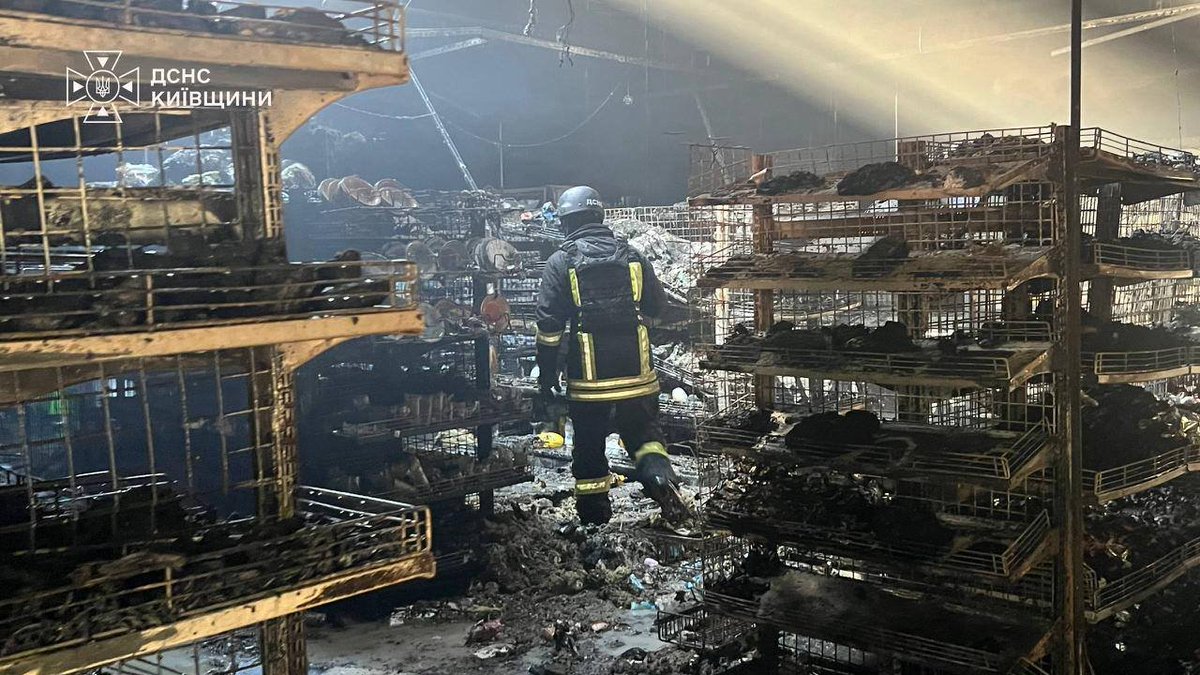 BohuslavskaKate's tweet photo. A supermarket in the Kyiv region after a Russian attack today. Yes, a supermarket.

Everything is a target for unhinged war criminals. https://t.co/n5gdIzNisA