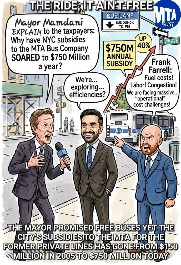 EJonatha4766004's tweet photo. It looks like the money pit known as @MTA Bus Company is taking @NYCMayor Mamdani for a ride w outrageous City subsidies in excess of $750 million #FreeRide @TWULocal100 @njburkett7 @GovKathyHochul @nypost @NYTimes @NYDailyNews @ABC7NY @CBSNews @wpix @THECITYNY @simko_bednarski https://t.co/JO8wHmRLFf