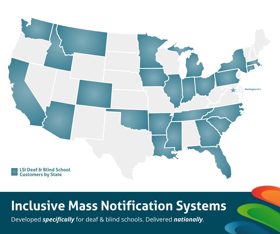 LSISolvesSafety's tweet photo. From coast to coast, we've helped deaf and blind schools develop custom inclusive mass notification systems that work. Scalable. Affordable. Flexible. 

#InclusiveCommunicationSystems #MassNotificationSystem https://t.co/yxpQVzOopA