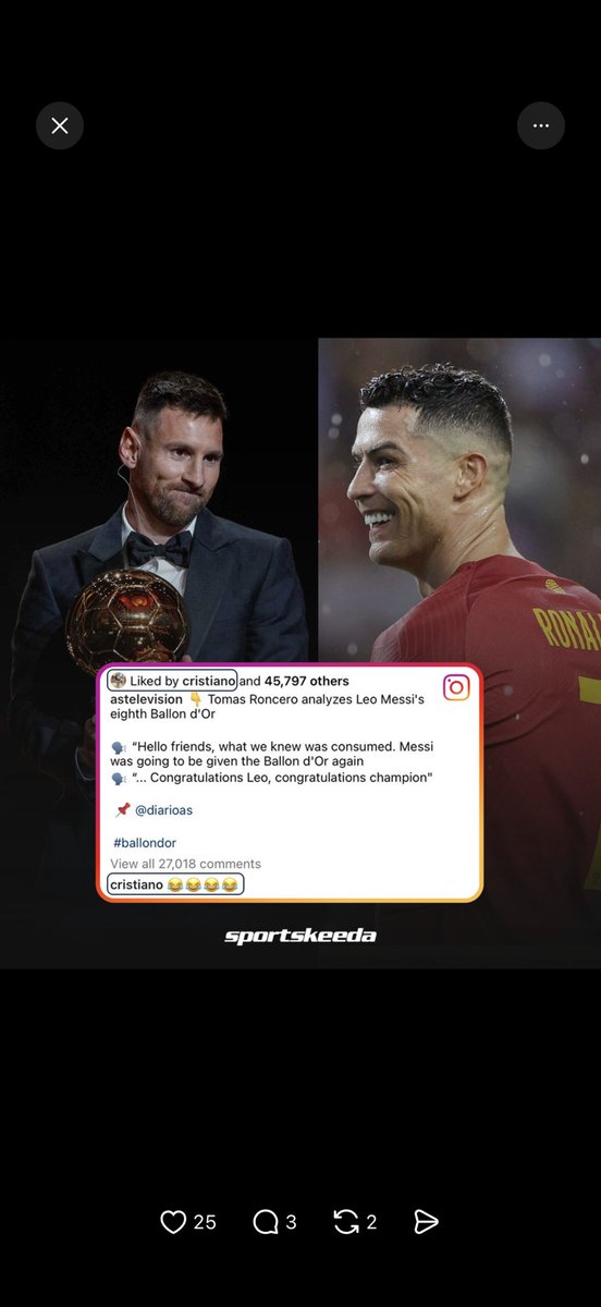Loguito6's tweet photo. Petit message à la communauté Messi
Ne faiblissez pas, aucune pitié

Il lâchait des emojis sur l’Argentine, sur Messi, sur les Ballons d’Or de Messi.
C’est un complexé qui devait rire du malheur (footballistique) de Messi 

On t’emmerde Cris, et surtout ne revient plus jamais https://t.co/jB47VAZNHI