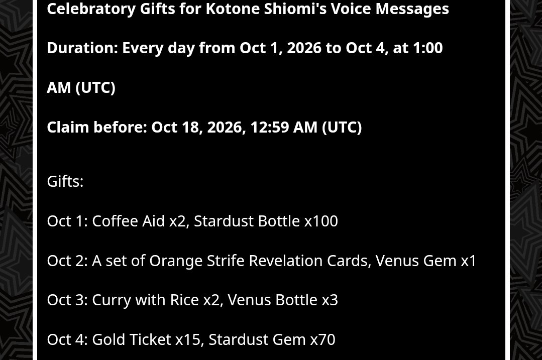 Persona5X_News's tweet photo. Gifts from the Kotone voice message event. https://t.co/5Bw9hUbCIg
