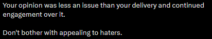 RolowGehms's tweet photo. @Pongtris @JoshStrifeHayes @mauthe_doog Your position is very close to being an apologist.  Again, expressing an opinion online shouldn't warrant a hate brigade.

If you can't see how you're putting all the onus on Josh for other peoples' misconduct, I dunno, maybe your own 'tism is tripping you up ya fuckin' retard. https://t.co/r1nMRVq2Q6