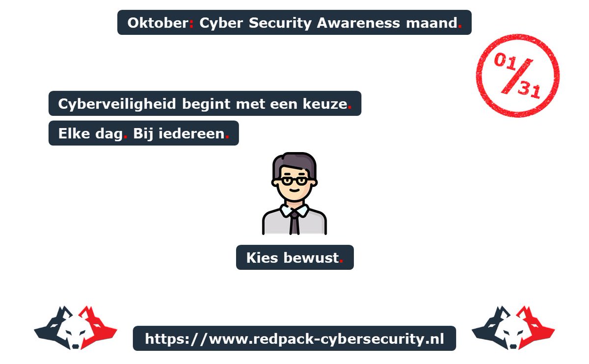 RedPackSecurity's tweet photo. Oktober: Cyber Security Awareness Maand. Nummer 1 van 31 uit RedPack's collectie.

Blijf cyberveilig. Blijf cyberweerbaar.

👉 We zien u graag op https://t.co/9L2iS3clS8 !

#CyberSecurityAwareness #cybersecmonth #EthicalHacking #InfoSec #Informatiebeveiliging https://t.co/Rr5YGTxqMe