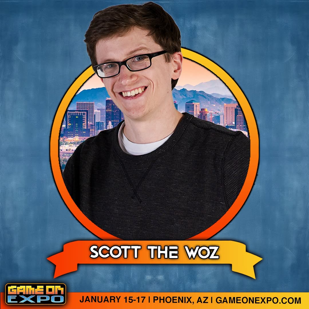 GameOnExpo's tweet photo. Our first content creator announcement is @ScottTheWoz!
We're excited to announce that Scott Wozniak will be joining us at the Phoenix Convention Center!
Scott is the creator behind Scott The Woz, a scripted, comedic series covering anything and everything involved in the medium of video games. He also runs the unscripted companion channel Scott's Stash, and co-founded Blue Border Entertainment alongside his longtime friends.
Come catch Scott for an unforgettable weekend of celebrity guests, gaming, cosplay, creators, and community during Phoenix's beautiful cooler winter season.
Passes are on sale now:
https://t.co/NDJ7FBajjM
Staying for the weekend? Make it a Stay & Play! Book through one of our official hotel partners and unlock exclusive perks, including a FREE extra Full Event Pass when you purchase one Full Event Pass and book at least two nights.
Every room booked through our official hotel blocks directly helps Game On Expo secure future dates, negotiate better rates and continue growing the show.
January 15 to 17, 2027
Phoenix Convention Cente