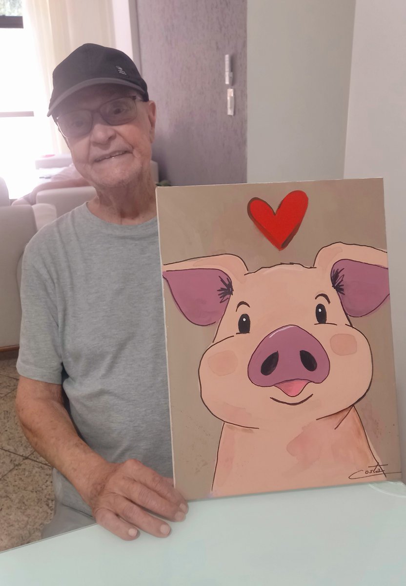 ACaixaLilas's tweet photo. Olhem que coisa linda a tela do porquinho que seu Antônio finalizou na aula de hoje 🤏🏼🐷 https://t.co/FF5iyyLdz5