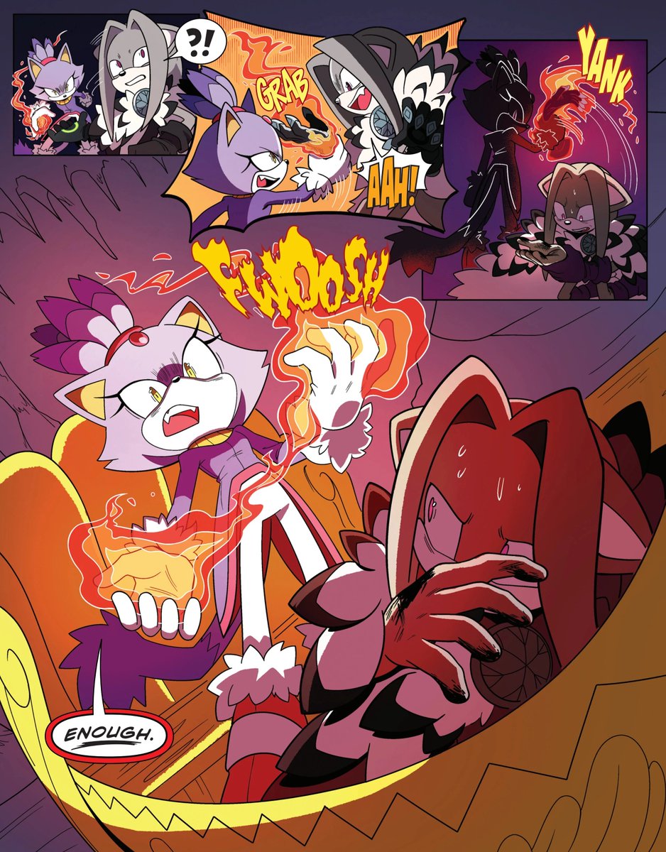 SadCrisp77's tweet photo. Blaze was literally so badass in this issue, though.

Blackwood just used the location as an advantage because obviously fire and water don't mix. 

What kind shit story would it be if the villains didn't fight back? The heroes getting everything right the first try? *Yawn* 🥱 https://t.co/yl9NLsbWmn