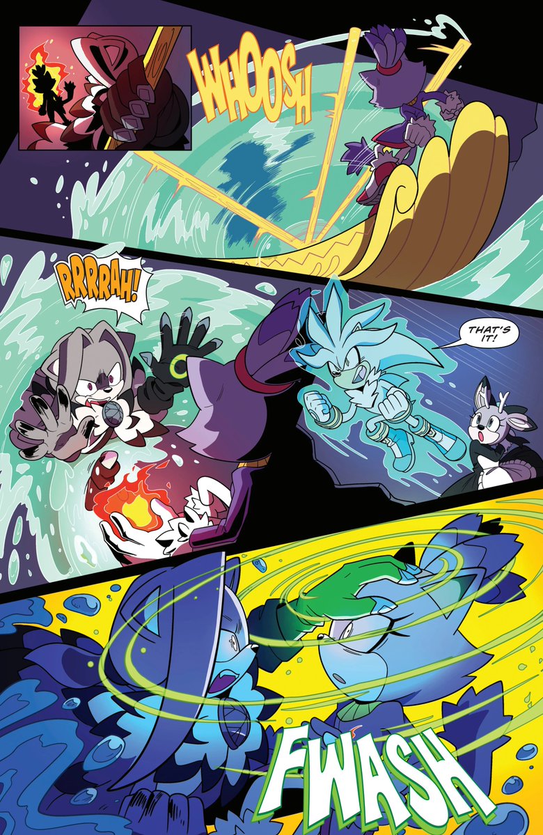 SadCrisp77's tweet photo. Blaze was literally so badass in this issue, though.

Blackwood just used the location as an advantage because obviously fire and water don't mix. 

What kind shit story would it be if the villains didn't fight back? The heroes getting everything right the first try? *Yawn* 🥱 https://t.co/yl9NLsbWmn
