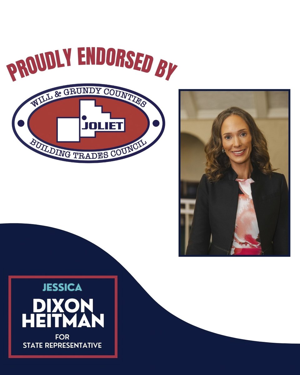 JDHfor97's tweet photo. I'm honored to have the endorsement of the Will &amp; Grundy Counties Building Trades Council! For over a century, these unions have built our communities and stood up for good wages, safe worksites, and strong benefits. I'll always fight for those who build our counties. #WillCounty https://t.co/LMGJel12da