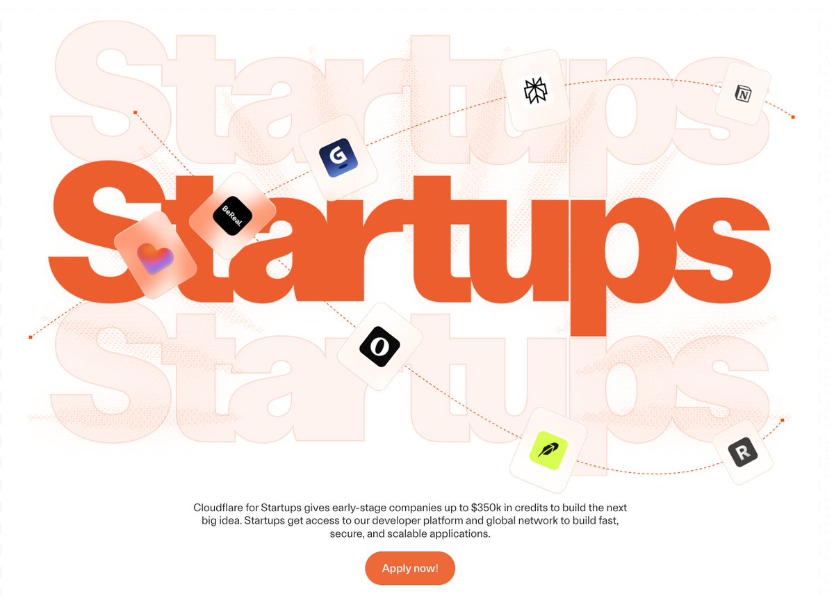 kseniam0s's tweet photo. FOUNDERS‼️: Cloudflare can give your startup up to $350K in credits, and the entry tier requires nothing but a website.

This is @Cloudflare for Startups. If you're building anything AI, you'll need to host it, secure it, and scale it, this covers all three.

What you get:
- Tier 3, $10K in credits, no funding required, bootstrapped welcome
- Tier 2, $100K in credits plus an account manager, if backed by an affiliated partner
- Tier 1, $350K in credits plus priority support and biweekly expert office hours

Eligibility: founded within 10 years, up to Series B, a live website, active on LinkedIn, X, or GitHub, first-time applicants only. Approval typically takes 48 hours.

🔗 Link to apply in the comments.

P.S. You matched the thesis. Now match the materials  @ThePageform