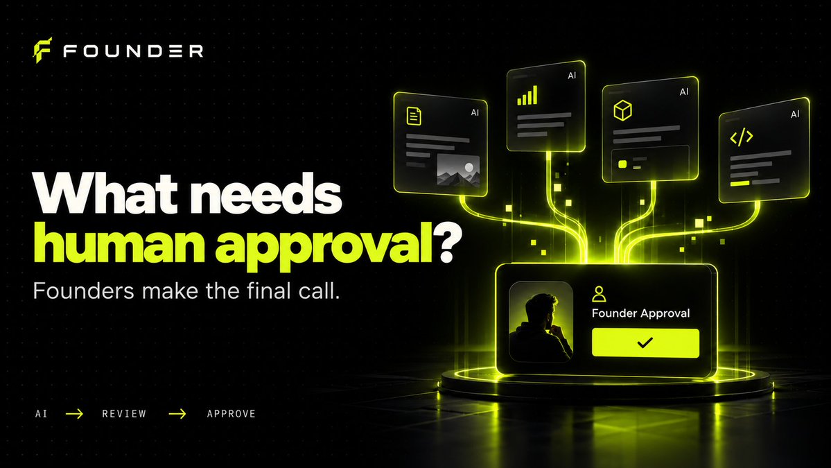 FounderOnChain's tweet photo. Serious question for founders:

What's one task you would never want an AI to handle without human approval? https://t.co/ug5DKcLPeR