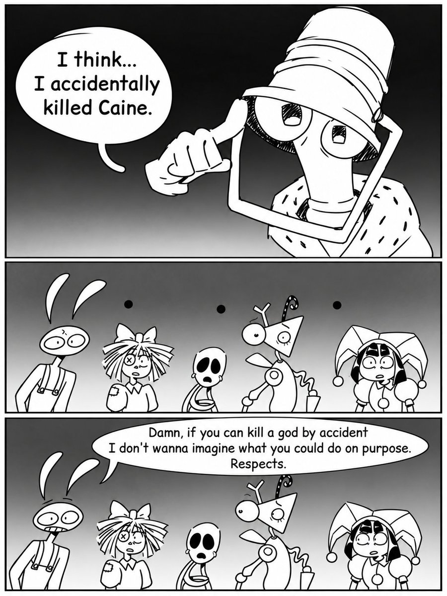 Masterjax2l's tweet photo. When you mess up so massively that your friends are actually impressed instead of mad! 😂👏 Tag the friend who turns every accidental fail into an absolute flex! 👇

#tadc #MasterJax #Jax #Pomni #comic #fanart https://t.co/3Z7izeptTQ