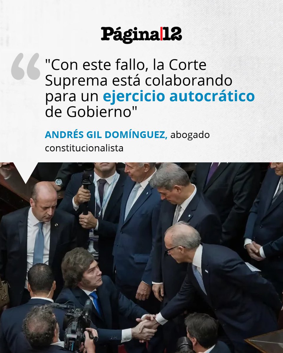 pagina12's tweet photo. Con un asombroso sentido de la oportunidad, la Corte Suprema repuso el artículo 154 del DNU 70/2023 con el que el gobierno de Javier Milei había derogado la llamada Ley de Tierras. https://t.co/AuLYzE7NdM https://t.co/KzEeVUaeVv
