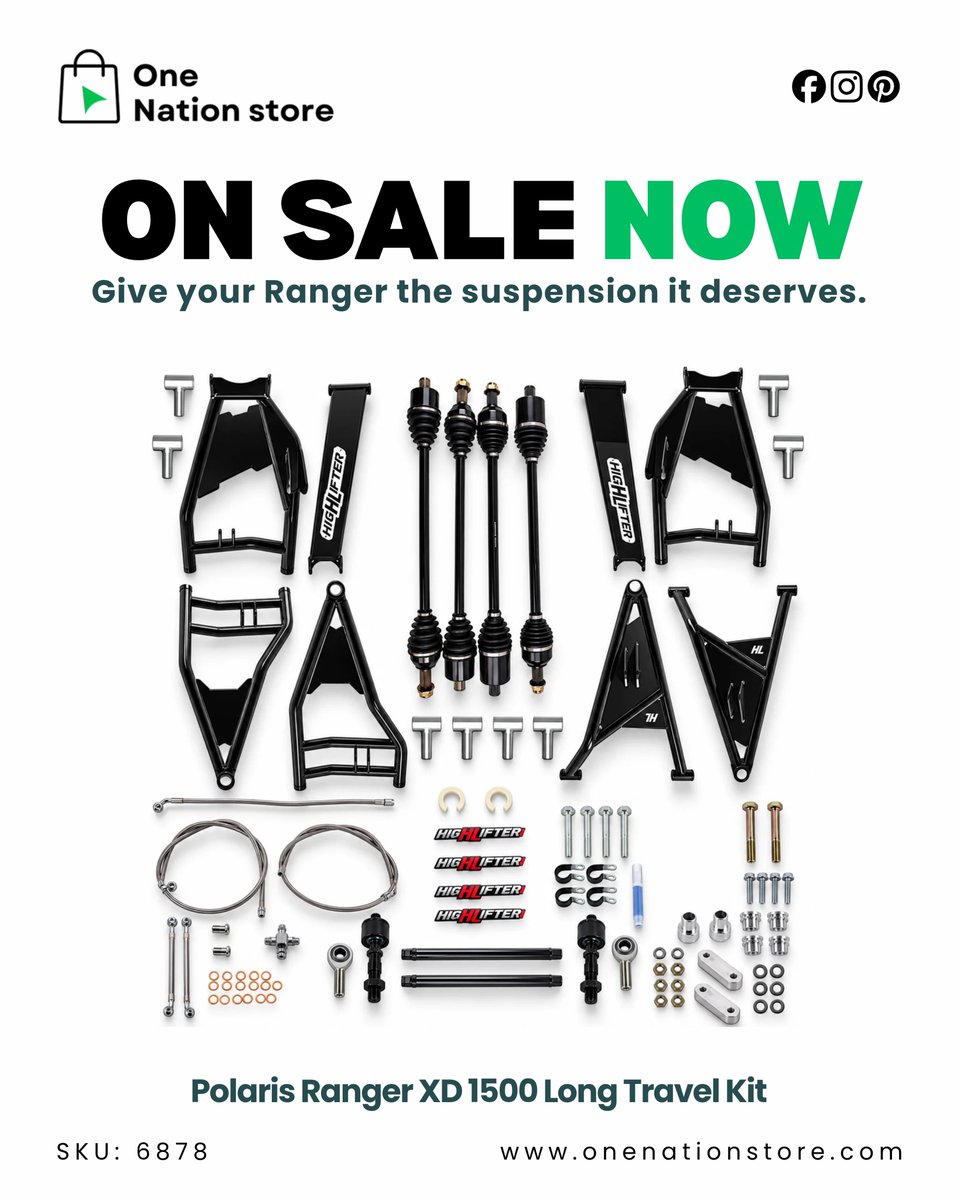 onenationstore's tweet photo. Give your Polaris Ranger the suspension it deserves. 

The High Lifter Ranger XD 1500 Long Travel Kit is built for more confidence, more capability, and a smoother ride when the terrain gets tough.
Shop Now:https://t.co/4CQNYao3GL
#PolarisRanger #UTVLife #OffRoad #OneNationStore https://t.co/2xaDyLlMgw