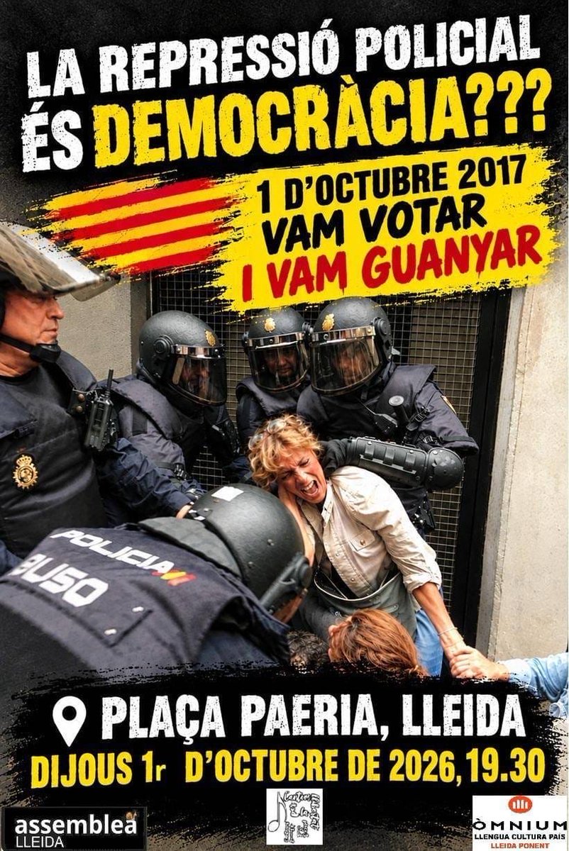 CorPaeria's tweet photo. Ens veiem a Plaça. 
Vam votar, vam guanyar i no hi hem renunciat!!!!
Tot el suport al @FrontRoger, represaliat l’#1oct #NioblitNiperdó 
Tornem a cantar.
📌 Plaça Paeria
📆 dijous 1 d’octubre
⏰ 19:30 h 
#CorPlaçaPaeria 
@ANCLleidaSegria 
@OmniumLleida 
Us hi esperem!!! https://t.co/3HRSx6hlFt