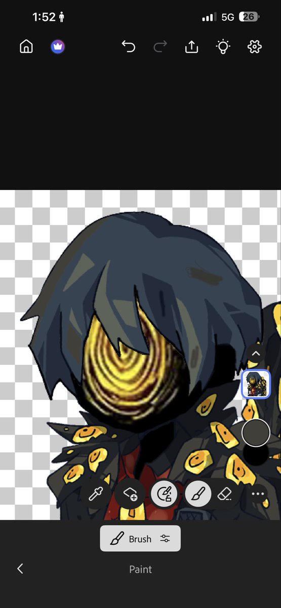 SolarFlareJudge's tweet photo. // heres a sneak peak at what I’m doing for my Halloween costume. Re coloring pixel by pixel on phone is so annoying. Why doesn’t Photoshop have paint bucket????

Anyways, should I move the eye/mask down a bit or like adjust it at all? https://t.co/s1oKBpWXpT