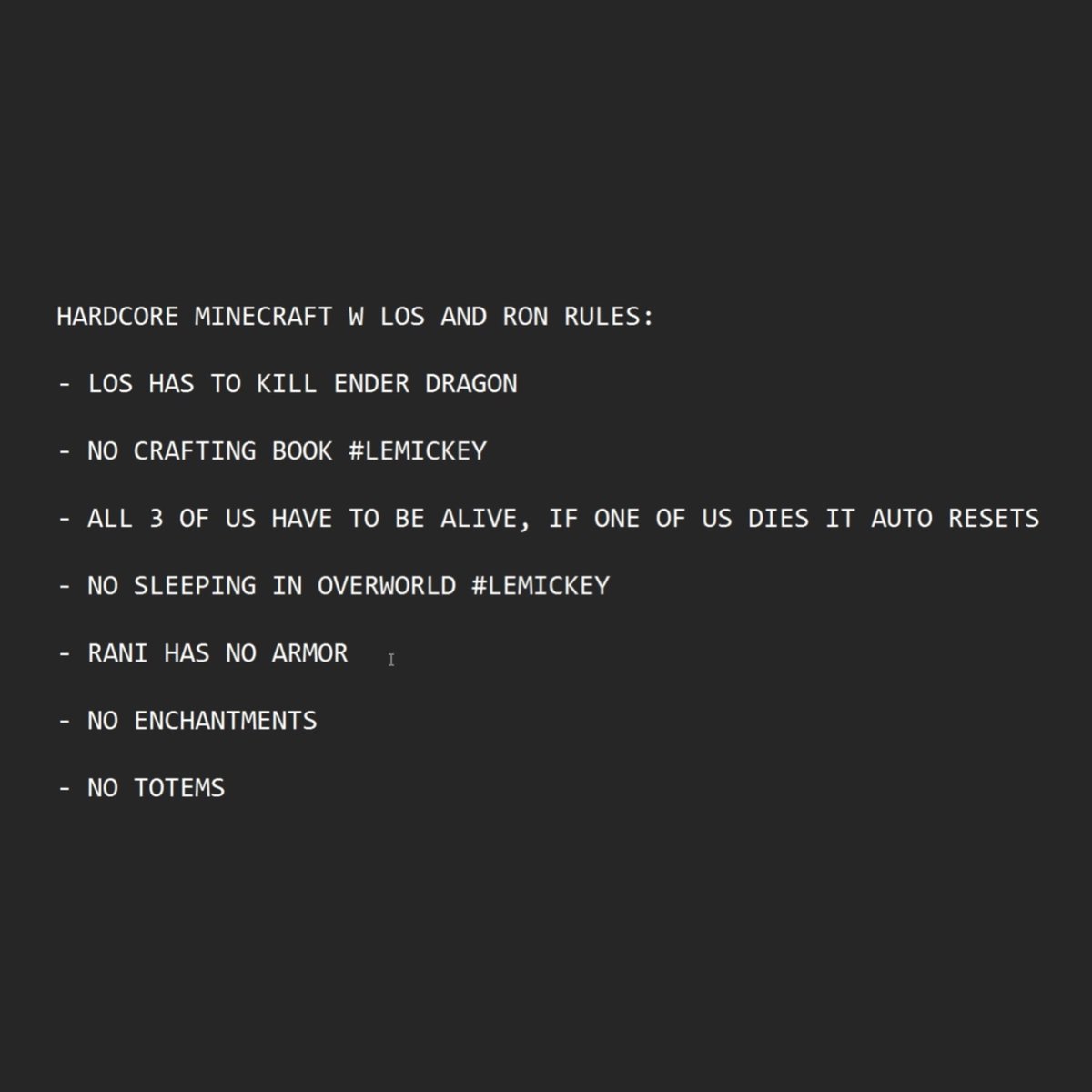 GrimedAnt's tweet photo. Jynxzi officially revealed the rules for his StableRonaldo &amp; LosPollos Hardcore Minecraft marathon starting October 5 👀

- Los has to kill the Ender Dragon
- No crafting books
- No sleeping in the Overworld
- Rani has no armor
- No enchantments
- No Totems https://t.co/4TuEWq2NWQ
