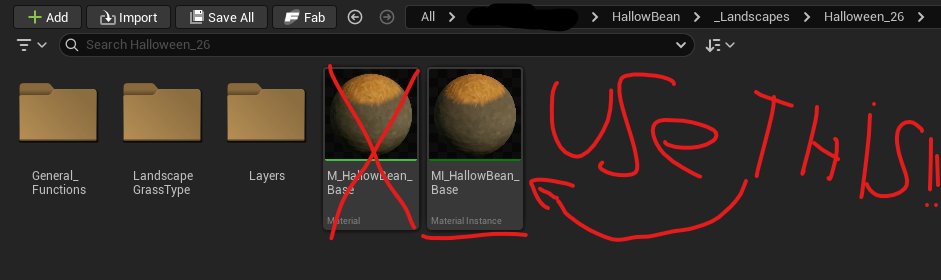 MrTheBozo_UEFN's tweet photo. How to use:

Download the link, extract the file into your UEFN projects content folder, restart UEFN, right click the HallowBean folder and click "resave all"

Below are some images showcasing some assets inside the folders.
(For the landscape, use MI_HallowBean_Base!!!) https://t.co/yu8qgSZdKc