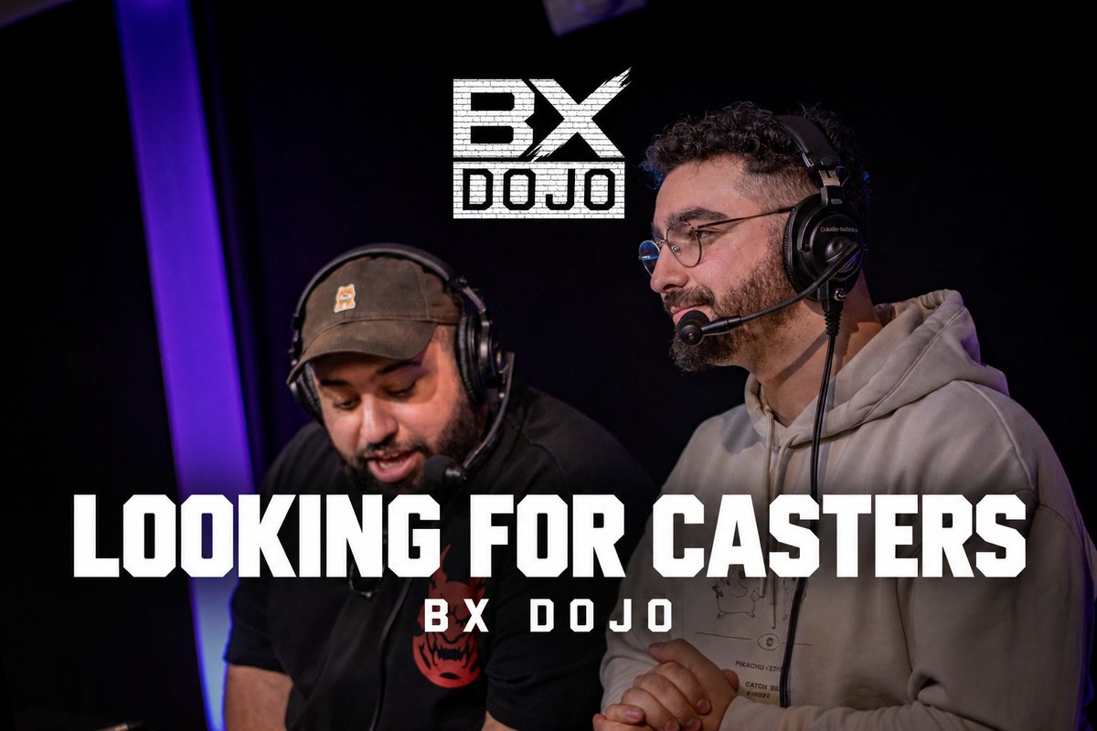 BX_Dojo's tweet photo. BX DOJO is looking for casters!

Want to join the commentary team? Apply through the form in the replies below.

⸻

BX DOJO recrute des casters !

Envie de rejoindre l’équipe de commentateurs ? Postulez via le formulaire en réponse à ce tweet. https://t.co/aDzRgEsFEP