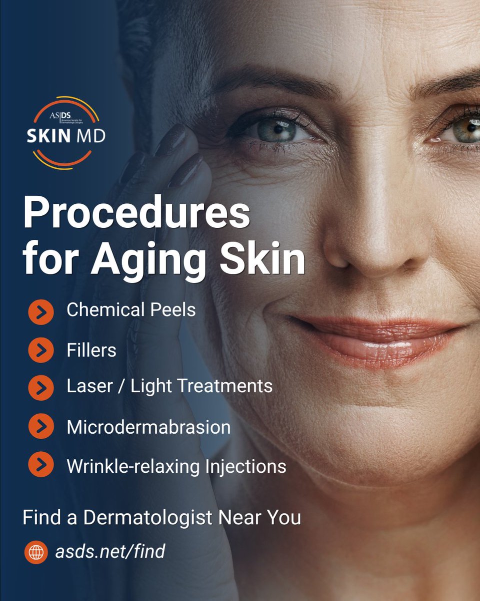 ASDSSkinMD's tweet photo. Cosmetic procedures like chemical peels, injectables, microdermabrasion and laser / light treatments can help refresh and rejuvenate your skin.

Consult an ASDS board certified dermatologist to find the right procedure for you.

https://t.co/ugL9kGhd9H

#ASDSSkinMD https://t.co/JAFgItH6rz