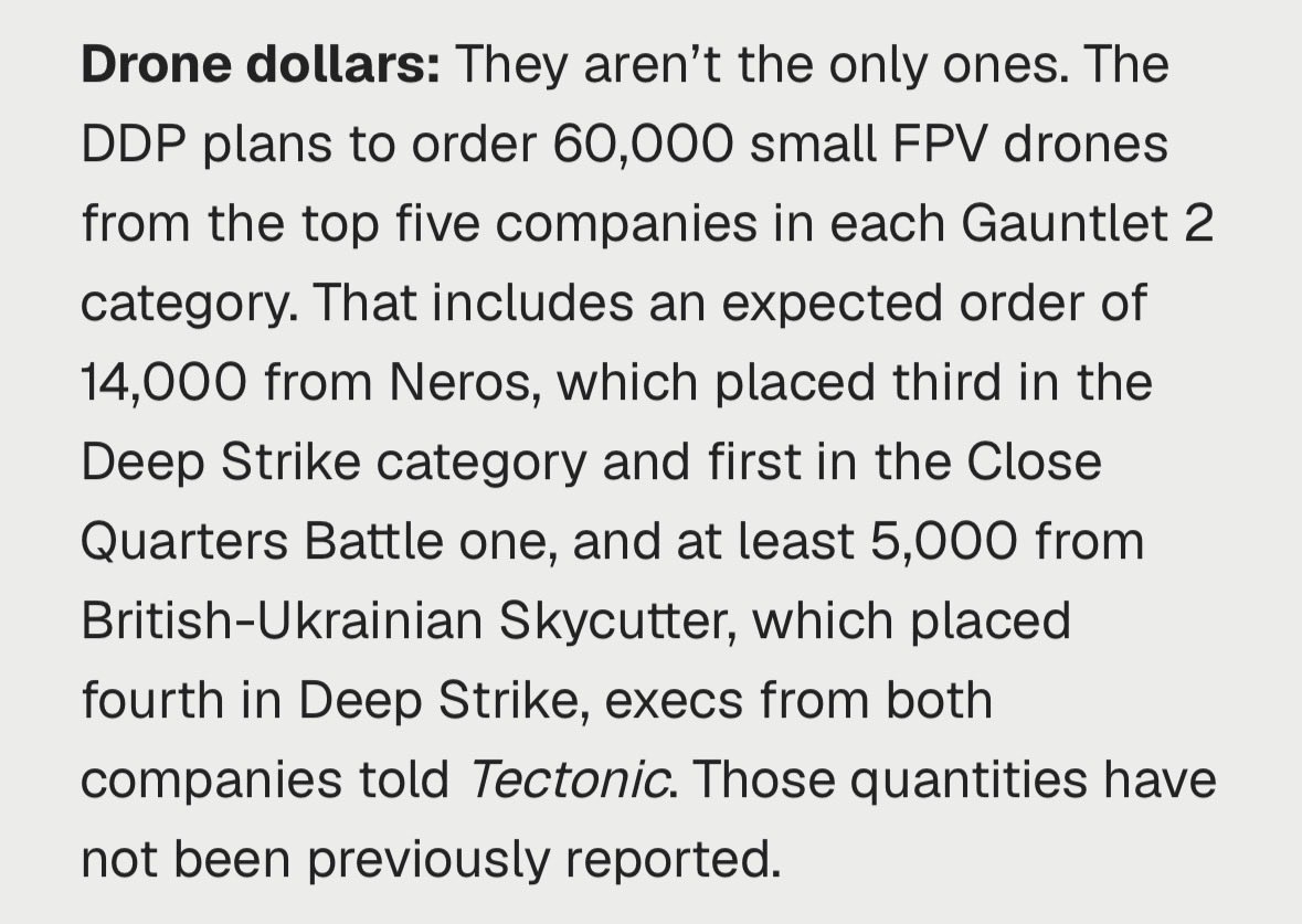barratt_dewey's tweet photo. Confirming my scoop last week (linked below): @neros_tech snags $100M order for 14,000 drones + payloads after balling out in the Drone Dominance Program’s Gauntlet 2.

@soren_ma and @OHichwa are dominating drone dominance https://t.co/kVD8Em0S1i