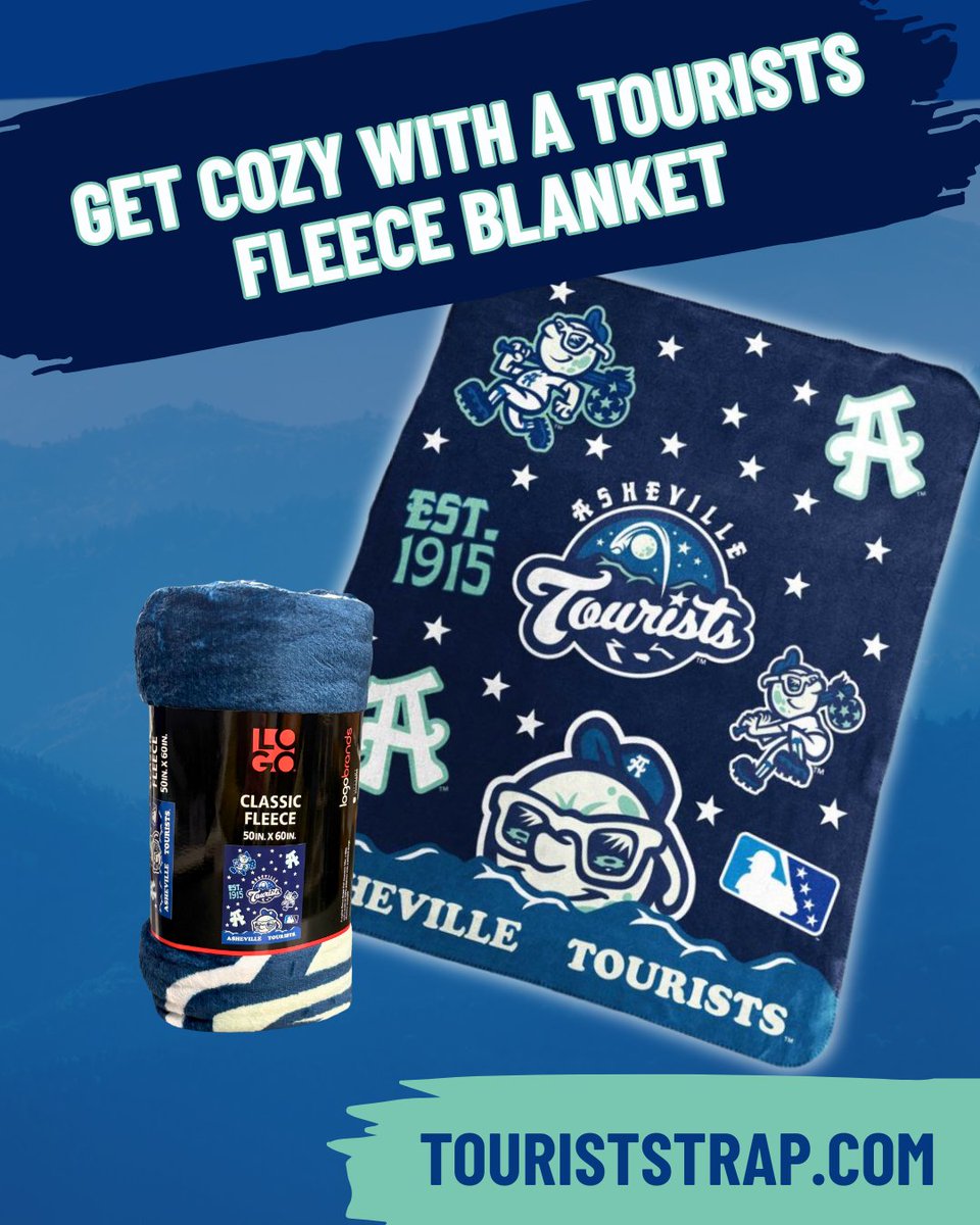 GoTourists's tweet photo. Our Asheville Tourists Fleece Blanket is BACK IN STOCK at the Tourists Trap! ⚾️💙

Perfect for chilly nights, game days, and all your fall &amp; winter cozy needs. 🥶🍂

🛍️ Shop now at https://t.co/mNThTyyTbg! https://t.co/yinGQrkRZR