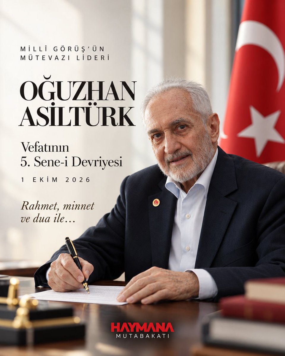 h_mutabakati's tweet photo. Oğuzhan Asiltürk

Millî Görüş’ün 
Mütevazı Lideri

Merhum Necmettin Erbakan Hocamızın en yakın yol arkadaşlarından, Millî Görüş hareketinin önde gelen isimlerinden Oğuzhan Asiltürk Ağabeyimizi, vefatının 5. sene-i devriyesinde rahmet, minnet ve dua ile anıyoruz.

Erbakan Hocamızın yol arkadaşlığını uzun yıllar sürdüren Asiltürk; Millî Görüş hareketinin teşkilatlanması ve siyasi hayatında önemli sorumluluklar üstlenmiş, Erbakan Hocamızın vefatından sonraki dönemde de hareketin önde gelen isimlerinden biri olarak çalışmalarını sürdürmüştür. 

1 Ekim 2021 tarihinde vefat eden Oğuzhan Asiltürk Ağabeyimizi saygı, rahmet ve minnetle yâd ediyoruz.

Ruhu şad, mekânı cennet olsun.

#OğuzhanAsiltürk
#MilliGörüş
#HaymanaMutabakatı
#NecmettinErbakan
#RahmetVeMinnet