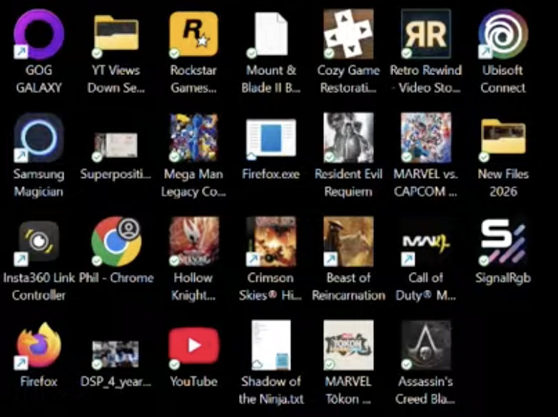 BonelessKimchi's tweet photo. DSP leaked his desktop icons. 

4K screenshot provided by dspGAMlNG. https://t.co/6VOQeHA5gz