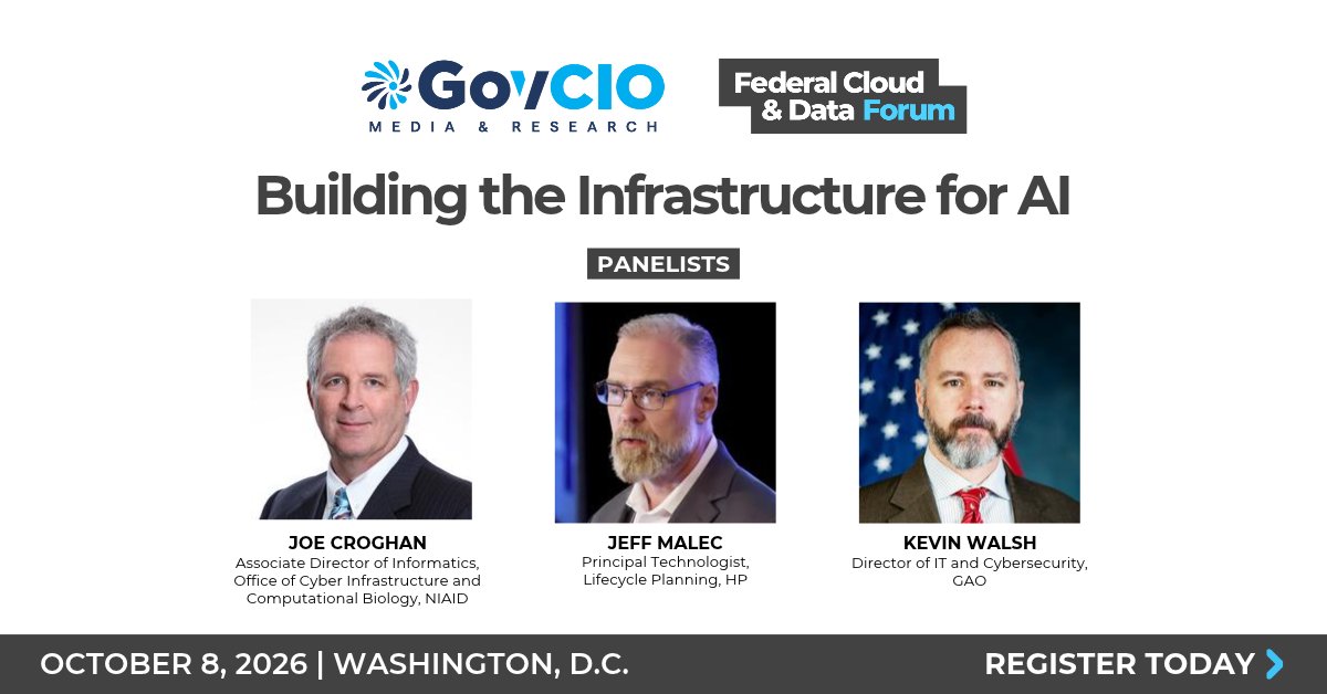 GovCIOMedia's tweet photo. Runaway costs, security gaps and insufficient oversight are top of mind as agencies work to scale AI from pilots to enterprise-wide impact, and strong infrastructure is imperative for creating a strong foundation for success.

At the Federal Cloud & Data Forum on October 8, NIAID's Joe Croghan, HP's Jeff Malec and GAO's Kevin Walsh will look at what agencies are changing in their AI architecture, how to build controls directly into infrastructure and what to do when an AI system gets it wrong.

Register to attend: https://t.co/jHS2srfY8V

#FedCloudAndDataForum26