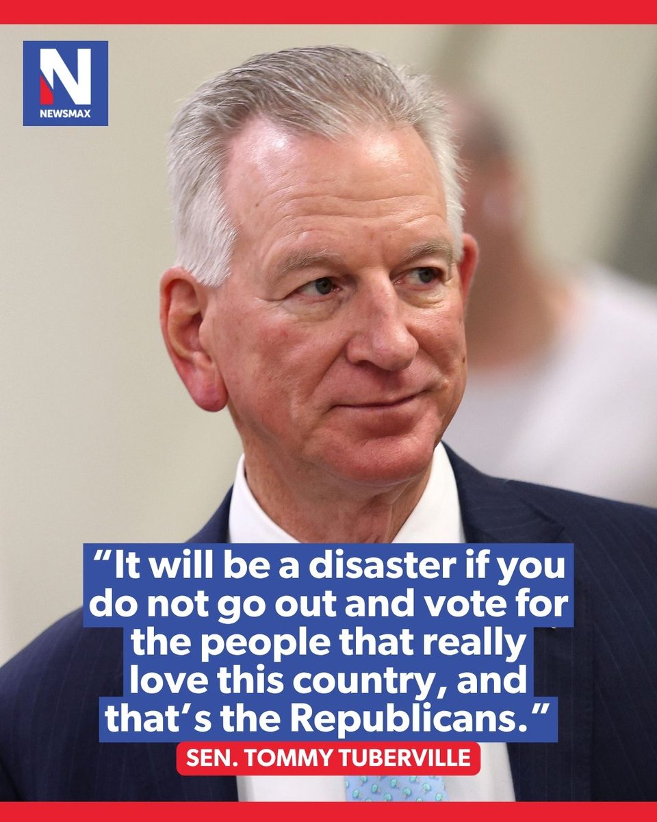NEWSMAX's tweet photo. FIGHT FOR CONTROL: Sen. Tommy Tuberville warned Americans about the stakes of the upcoming midterm election and urged voters to turn out for Republican candidates. https://t.co/1ihIKDVT67