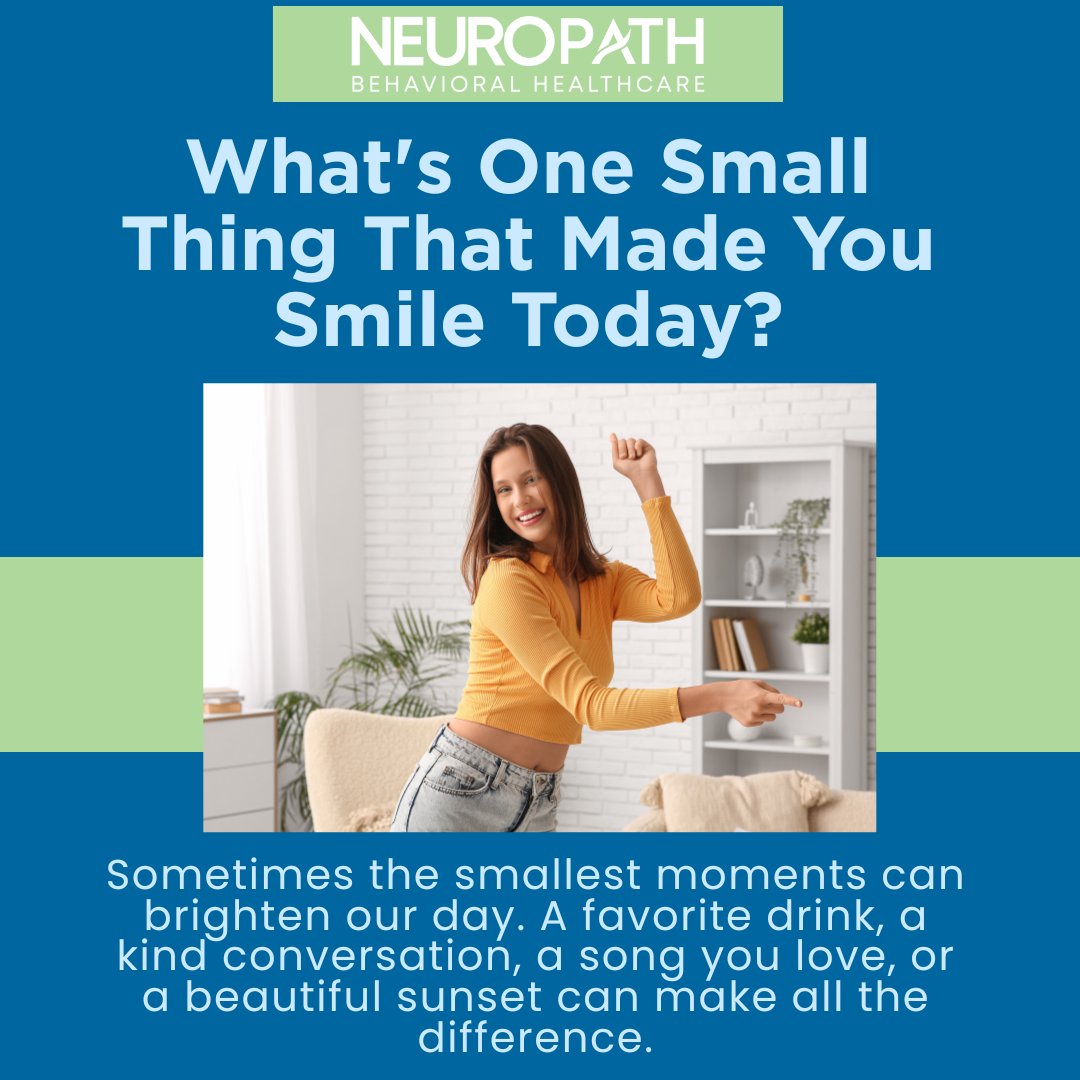 NeuropathH's tweet photo. A smile can come from the simplest moments. 💙

Maybe it was a good conversation, a favorite drink, a song you love, or something unexpected that brightened your day.

😊 What's one small thing that made you smile today?

#TeamNeuropath #PositiveMoments #CommunitySupport #Wellness #FeelGood