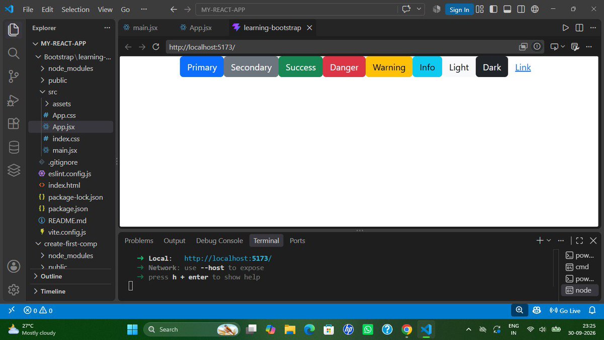itz_Mahak25's tweet photo. Day 23/50 โ Coding Challenge ๐
Today I explored Bootstrap CSS and tried creating different buttons using its ready-made classes. ๐จ๐ป
Getting more comfortable with Bootstrap, one component at a time! โก
#50DaysOfCode #Bootstrap #CSS #WebDevelopment #CodingChallenge https://t.co/aj7CjpaRFv