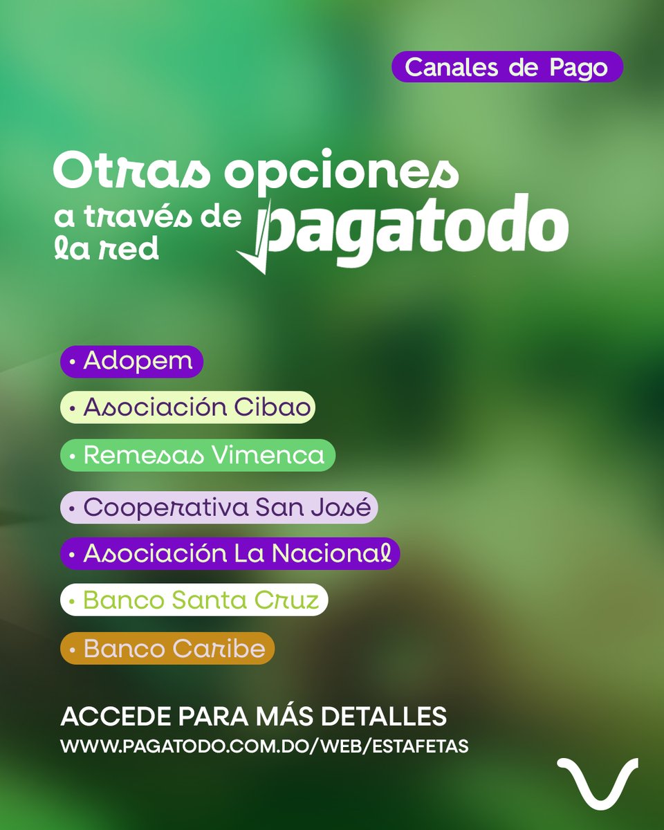Viva_RD's tweet photo. ¡No te compliques a la hora de pagar tu factura! 📱
Hazlo fácil y rápido a través de nuestros canales de pago digitales y mantente siempre al día. 🙌
Paga donde más te convenga: en canales virtuales, instituciones financieras y Puntos Viva.
¡Ya tú sabes!
#VivaRD https://t.co/wdmVigVsuo