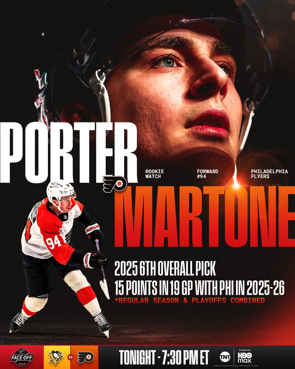 The sky is the limit for rookie Porter Martone this season 🔥 #NHLFaceOff

📺: @​penguins vs. @​NHLFlyers TONIGHT at 7:30 PM ET on @​NHL_On_TNT & @​streamonmax!