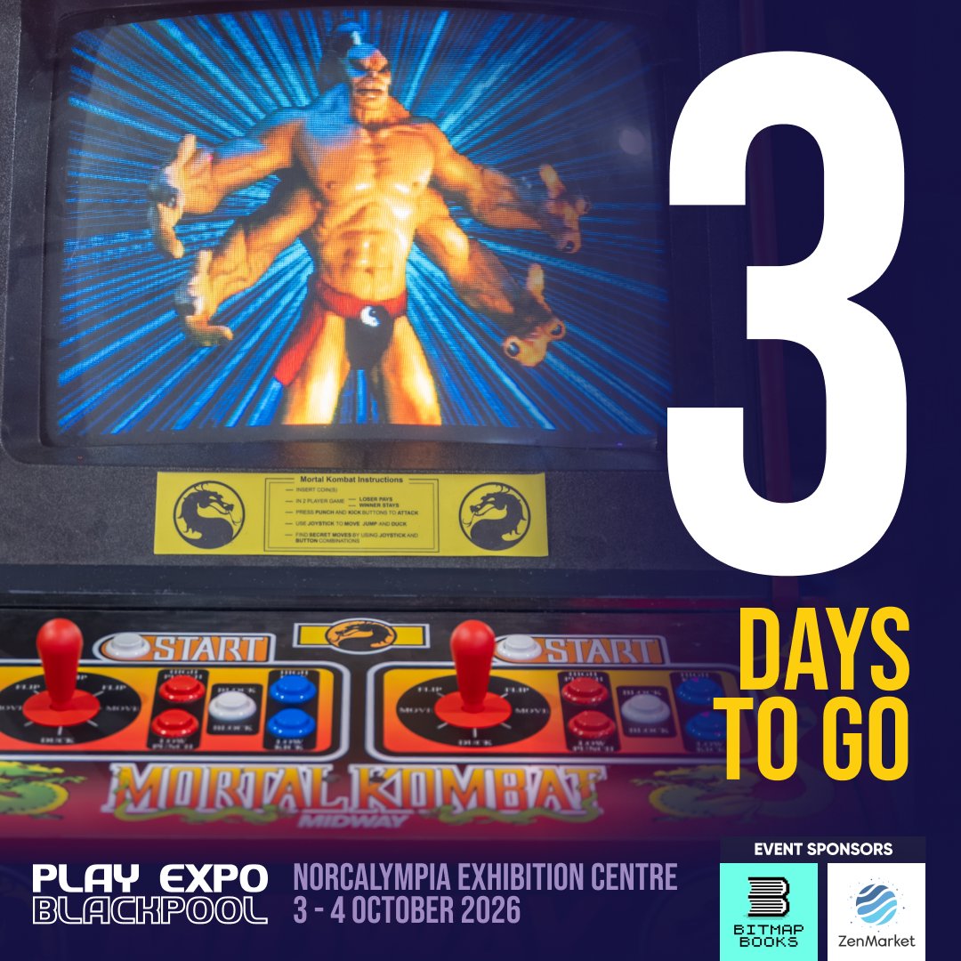 ReplayEvents's tweet photo. THREE days... That's it! 🤯

Haven't got a ticket yet? Well, what are you waiting for, grab one now and come join us at Norbreck Castle this weekend. 🎟🏰

See you there! 🕹️🔥

Get tickets here 🎟 https://t.co/cRkcixneCp

Event Sponsors
@Bitmap_Books 📚 https://t.co/4GT9uNXVWN
@zenmarket_en 🗾 https://t.co/k5ab0MZnCy

#PLAYExpo #PLAYExpoBlackpool #PLAYExpoBlackpool26 #PXB26 #RetroGaming #RetroGames #Pinball #ArcadeGaming #GamingCommunity #BlackpoolWhatsOn #BlackpoolEvents #BlackpoolDayOut