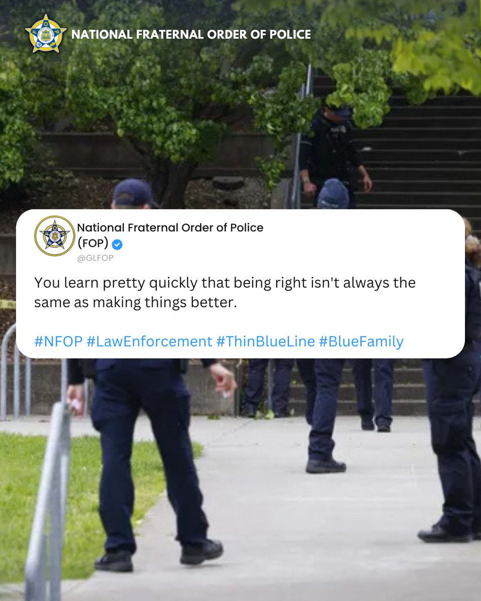 GLFOP's tweet photo. Experience teaches you when to speak, when to listen, when to slow things down, and when to simply let someone be heard.
#Professionalism #LawEnforcement #FOP #Community #PoliceLife https://t.co/e440jcxWXk