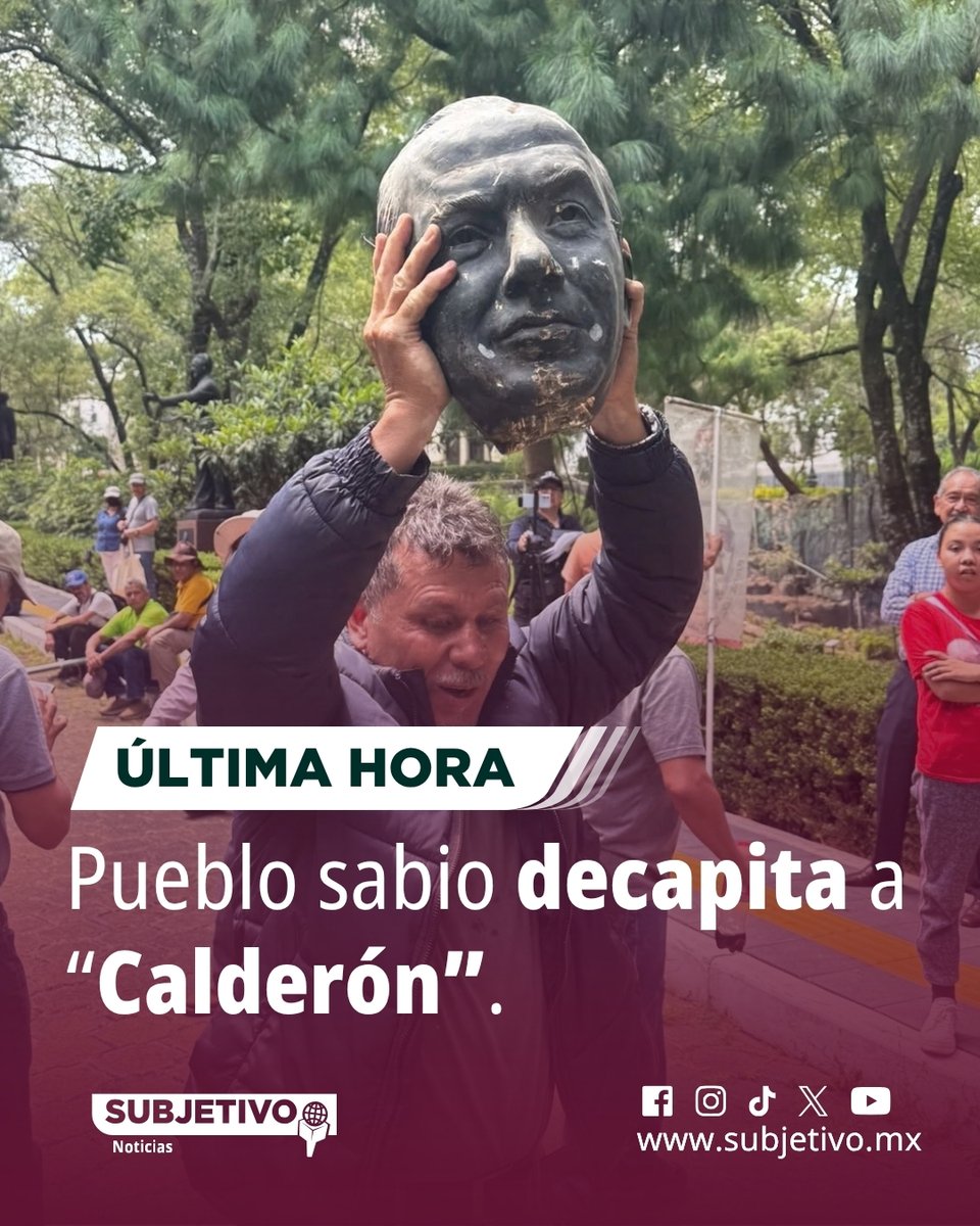 maximoam_'s tweet photo. #ÚltimaHora 🔴 PROTESTA CONTRA CALDERÓN LLEGA HASTA LOS PINOS

Integrantes de la extinta Compañía de Luz y Fuerza, cortaron la cabeza de la estatua del expresidente Felipe Calderón en el Centro Cultural de Los Pinos.

Más información👇
https://t.co/2PIeIUY1e7 https://t.co/crus0Ck6Jo