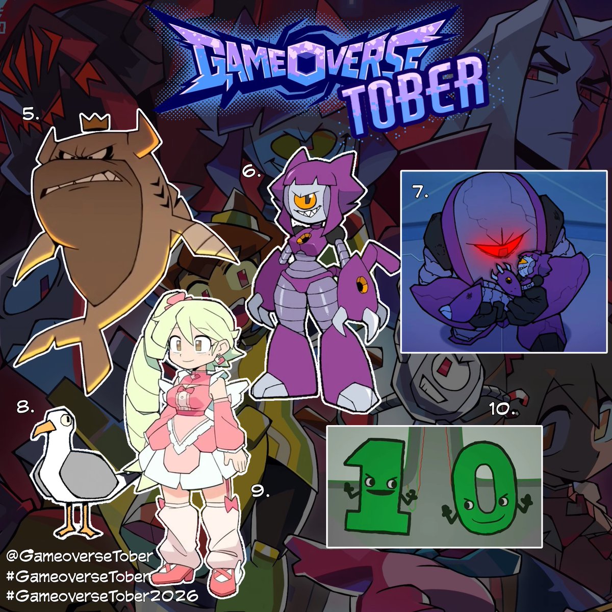 GameoverseTober's tweet photo. Gameoverse Tober starts tomorrow !! You want to participate but you don’t know how looks half of the cast ? Here is a compilation of reference for your art !

Don’t forget to share your art with the #GameoverseTober and #GameoverseTober2026

#gameoverse [1/3] https://t.co/S1JeufkvgA