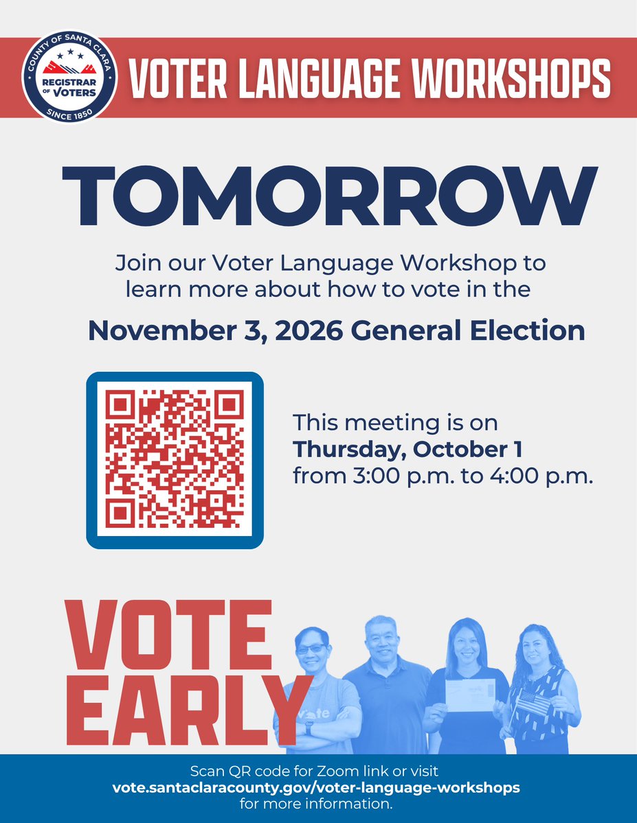 sccvote's tweet photo. Get ready for the upcoming November 3, 2026 General Election with confidence, no matter what language you speak.

Scan the QR code or visit https://t.co/F3ofLtlQ4L  for more.

#VoterLanguageWorkshop #Vote #SCCVote https://t.co/7NxpKoC4mL