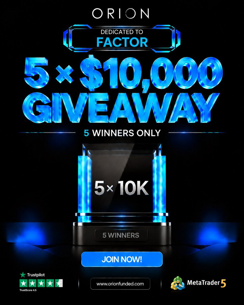 Iam_ajiya's tweet photo. We're giving away 5x10k accounts!

To enter,

Follow : @Orionfundedcom @OrionAffiliates @Iam_ajiya 
Tag 3 traders
Like and share/RT

 Winners announce 📣 in 5 days. https://t.co/m8JD8L68DS