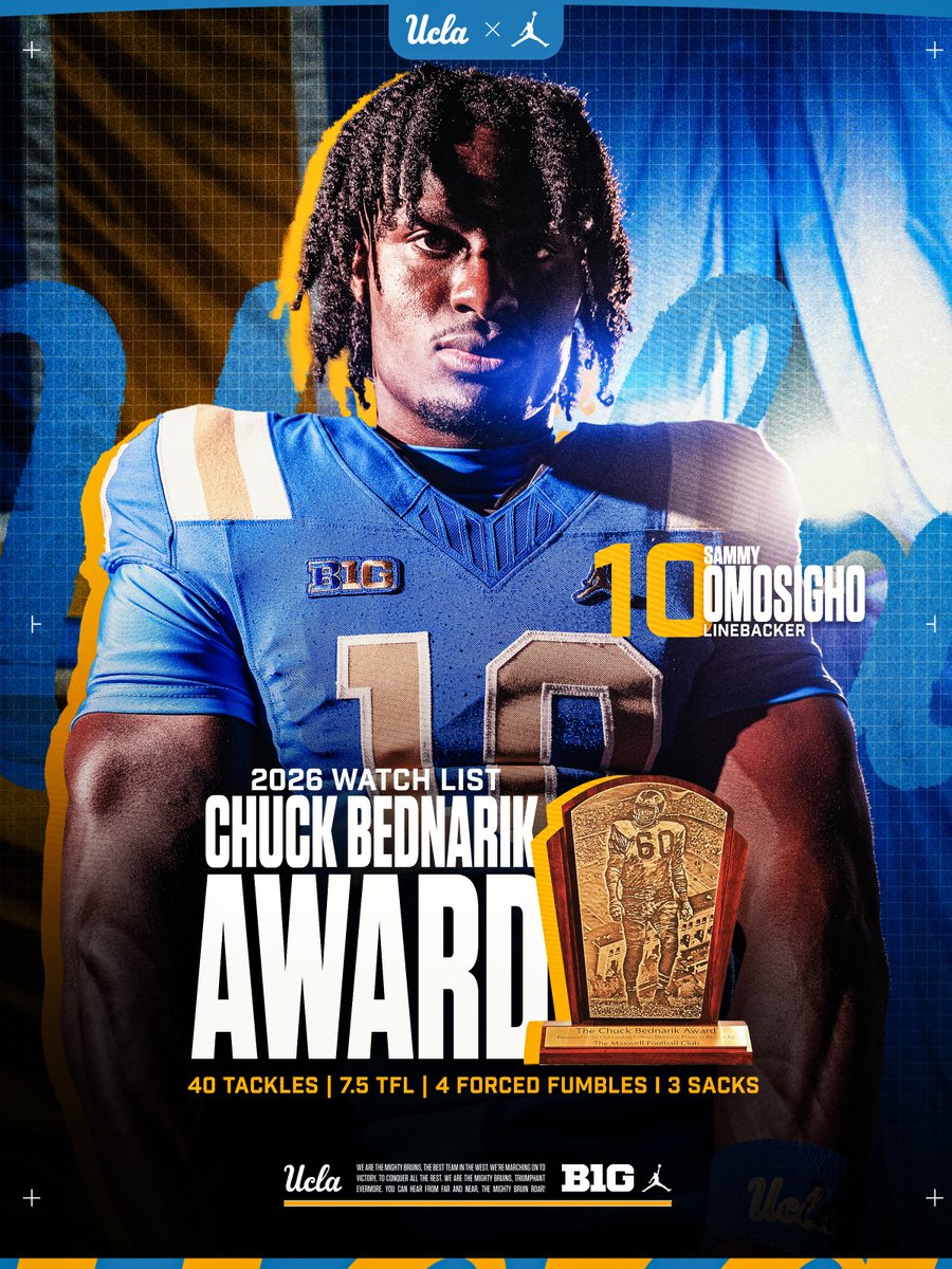 UCLAFootball's tweet photo. After his play through the first four games of the season, @SamuelOmosigho has been added to the watch list for the college football defensive player of the year. 💪 https://t.co/NAmXSfsJku