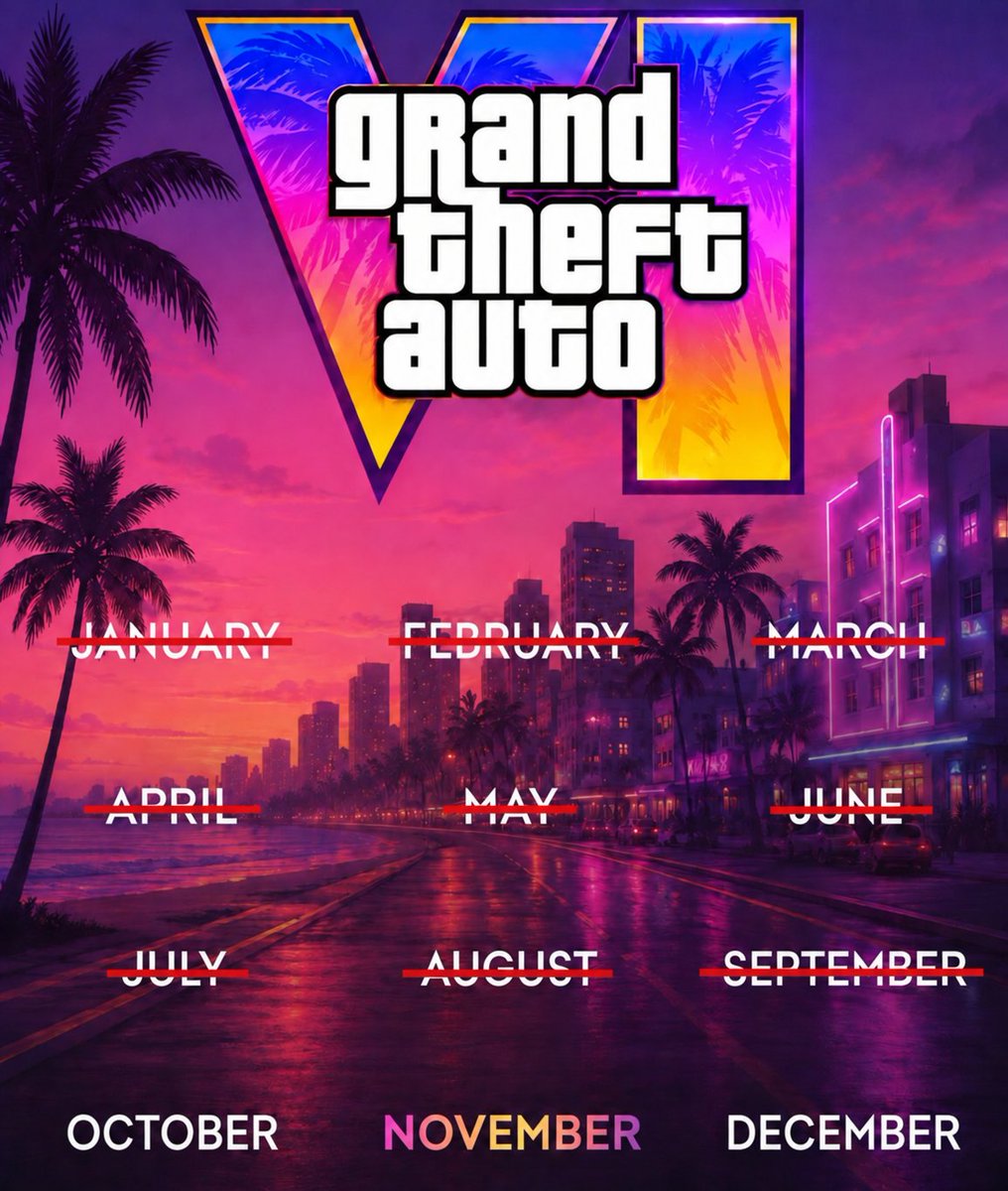GTA6_Turk's tweet photo. September is crossed out.The final stretch begins.
Tick tock...⏳ https://t.co/WOwuVh72ZP