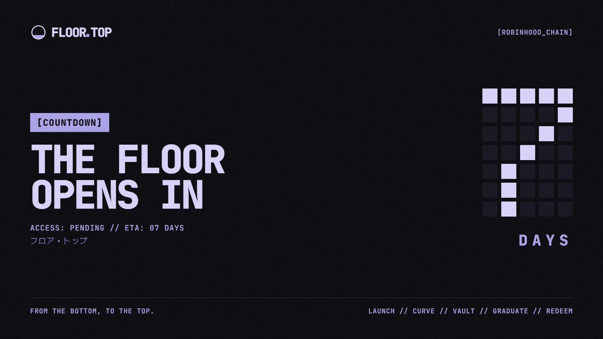 floordottop's tweet photo. A memecoin launchpad where every coin buys tokenized stock into a vault its holders can redeem. Five steps, all on chain, all verifiable. 

Live in 7 days.

https://t.co/8iawlzl0HI https://t.co/ATln4rl2IM