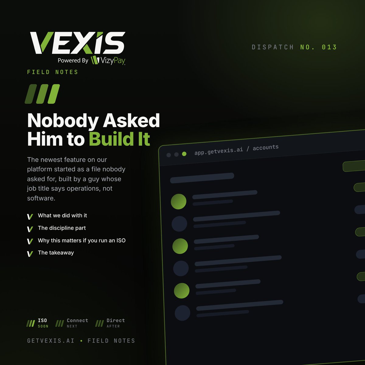 GetVexis's tweet photo. Nobody Asked Him to Build It. The newest feature on our platform started as a file nobody asked for, built by a guy whose job title says operations, not software.

Read it: https://t.co/4GR4yiI0KC

#TeamVex #Platform #Software #ISO #Nobody https://t.co/vKALOKUwVZ