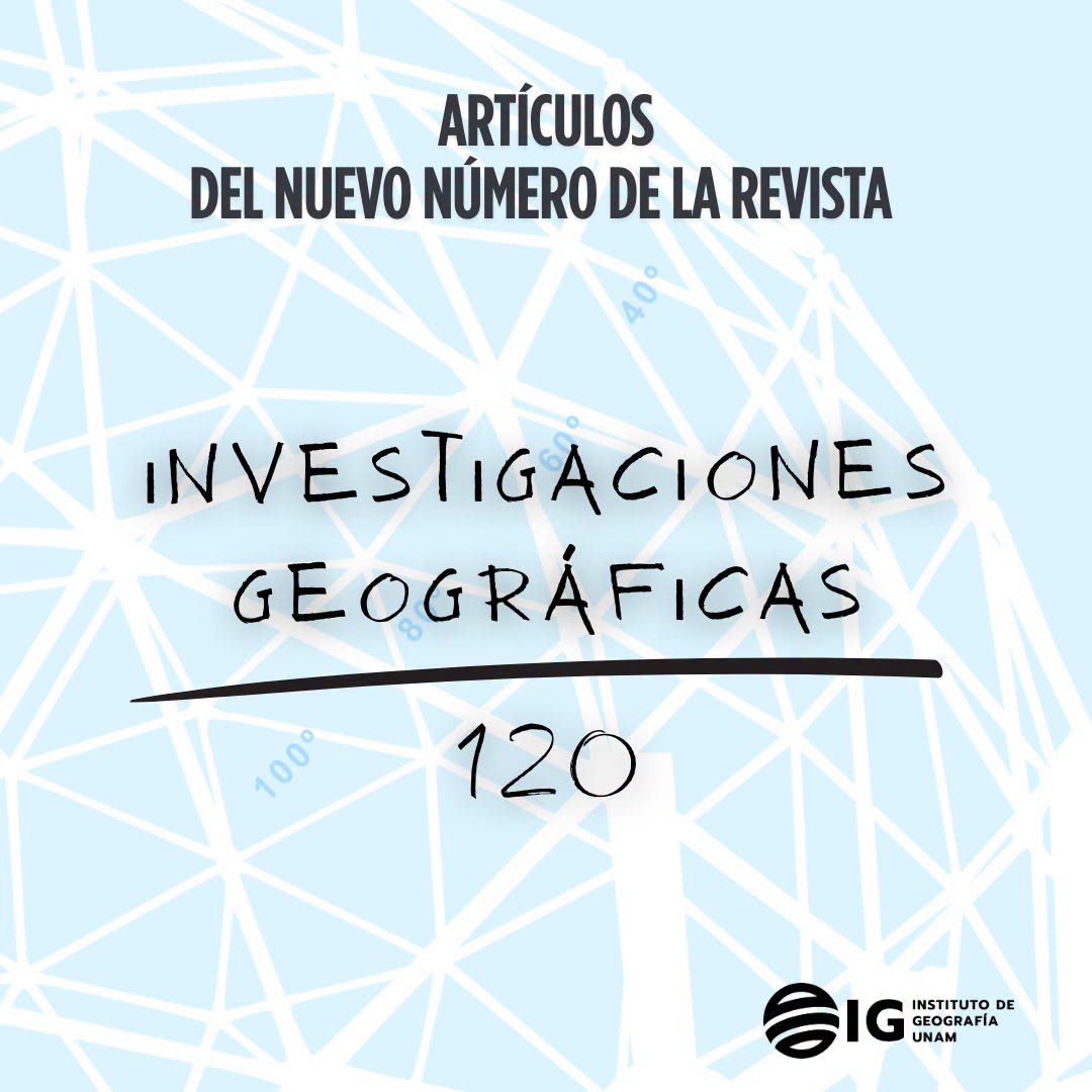 IGeografiaUNAM's tweet photo. ¿Ya la leíste?
En el número 120 de la Revista #InvestigacionesGeográficas encontrarás artículos sobre:
- Distribución / desigualdad territorial
- Cambio de uso de suelo / Gentrificación
- Análisis geoespacial
- Reseñas

Consúltala ahora https://t.co/qQDaI414c9 https://t.co/NmpKjpxdrX