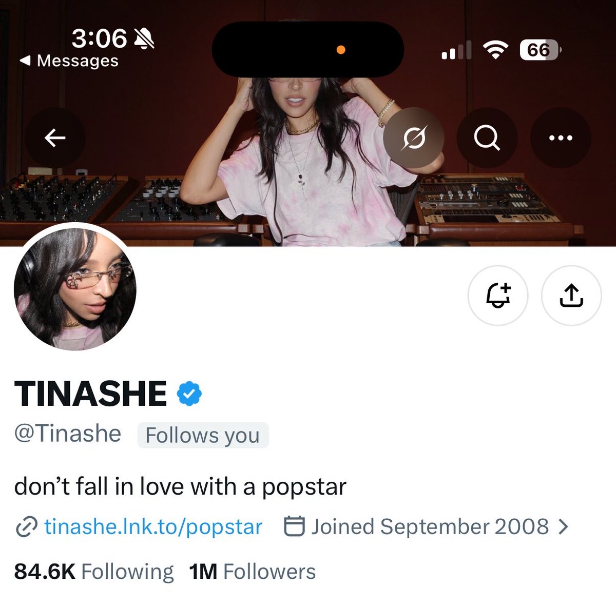 buddiehudcon's tweet photo. I love that Tinashe and I are mutuals on my personal acc <3 https://t.co/yeYEPgOrWM
